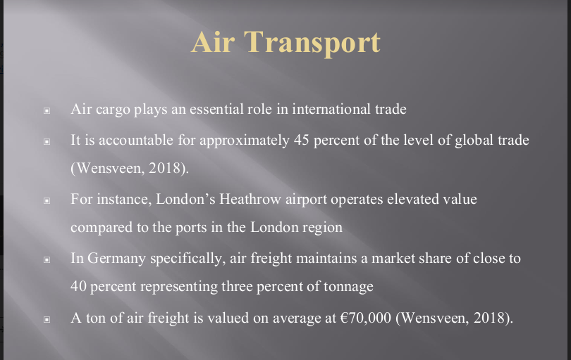 Prepare a PowerPoint presentation comparing Air and Truck modes of transportation