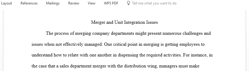 Merger and Unit Integration Issues