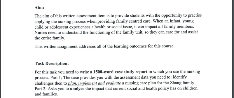 Applying the nursing process when providing family centered care