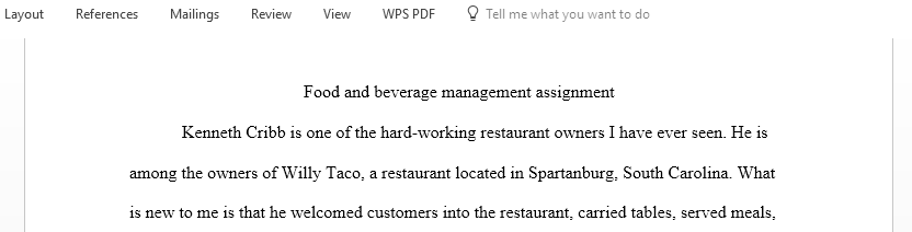 Food and beverage management 