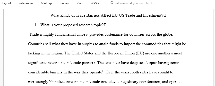 What Kinds of Trade Barriers Affect EU-US Trade and Investment