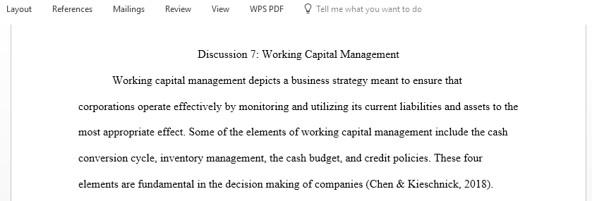 Discuss working capital management