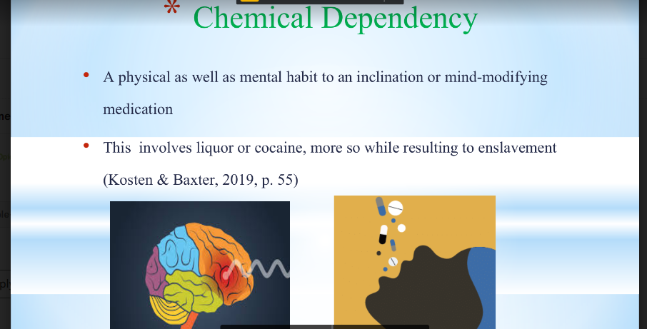 Develop a presentation about a chemicals dependency program that you would make to an employee assistance professional of a large company