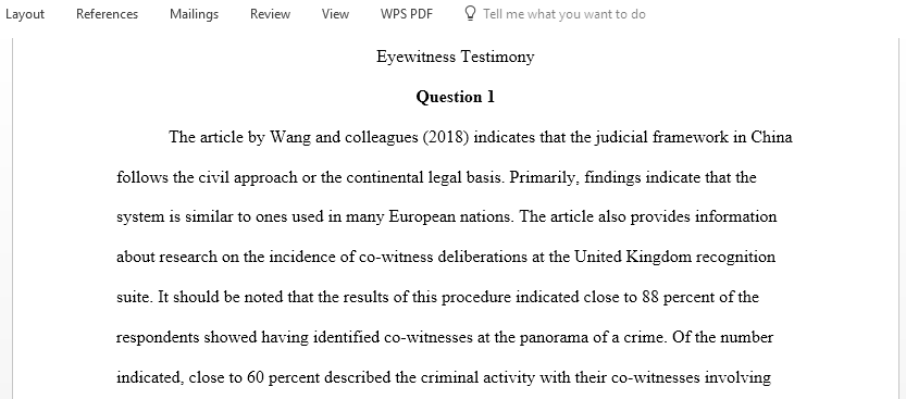 Summarize two peer-reviewed journal articles on eyewitness testimony using the search term memory and eyewitness testimony