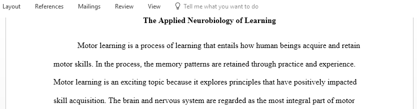 The Applied Neurobiology of Learning