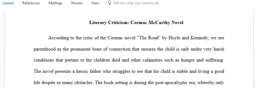 Literary Criticism on Cormac McCarthy Novel