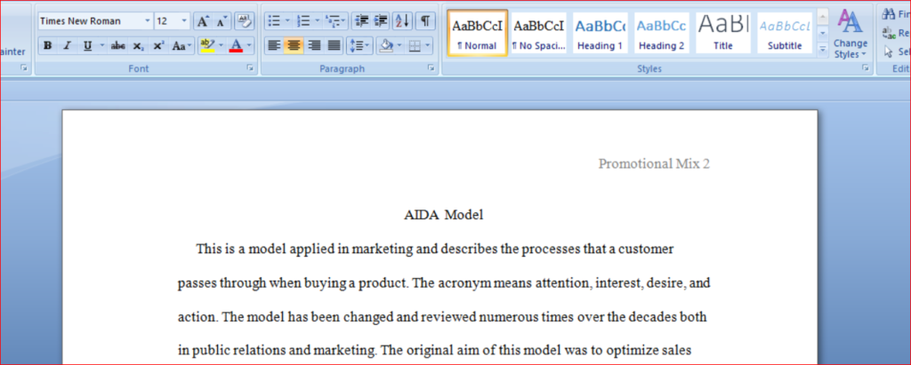 describe-promotional-mix-using-aida-model-exacthomework