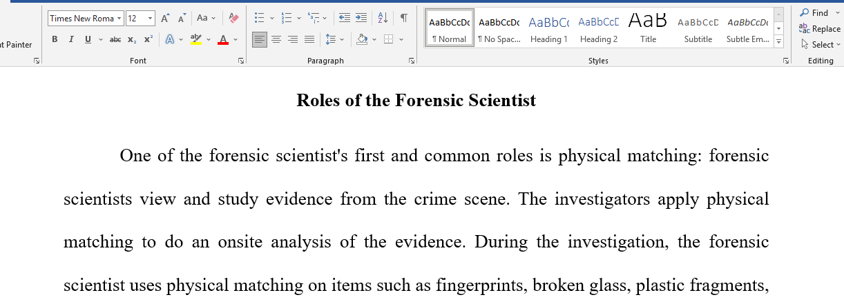 Role of forensic scientists