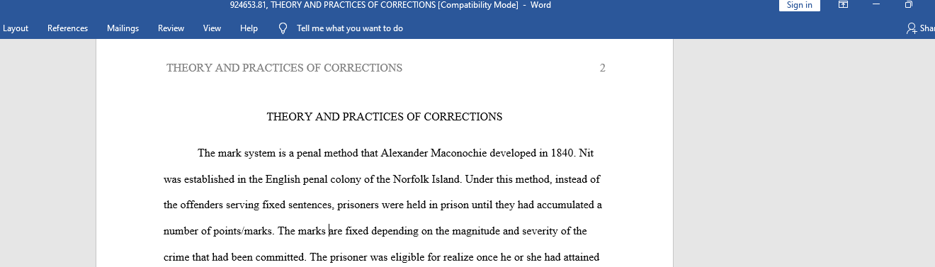 THEORY AND PRACTICES OF CORRECTIONS