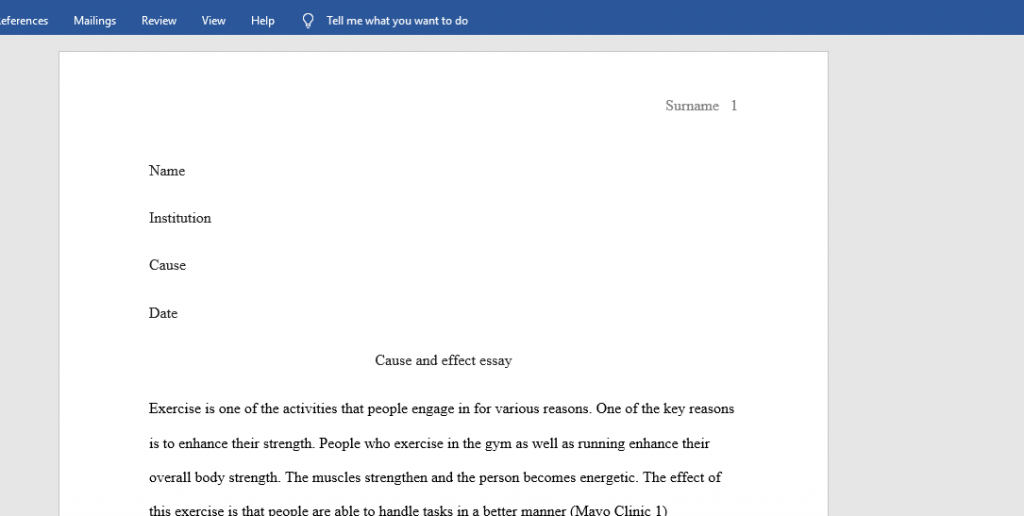 cause and effect essay about exercise