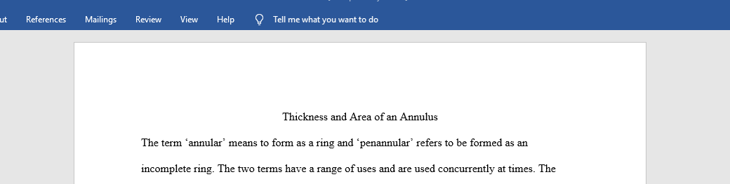 Thickness and Area of an Annulus