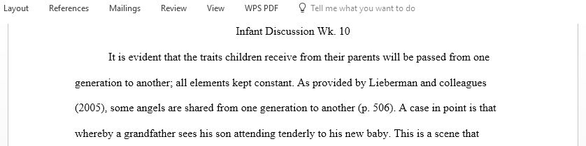 Please read and review Angels in the Nursery by Alicia Lieberman et al (2005) and  Ghosts in the Nursery, by Fraiberg, Adelson, & Shapiro (1975)