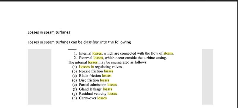 losses in stream turbines