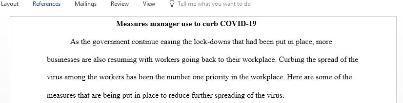 Measures to curb covid by managers