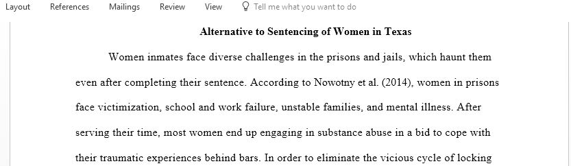 Sentencing alternatives for women in Texas