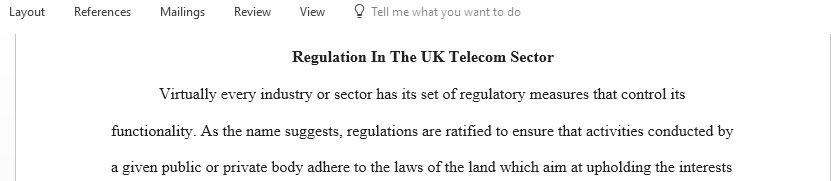 Analyse in particular the case of the UK Telecom Sector