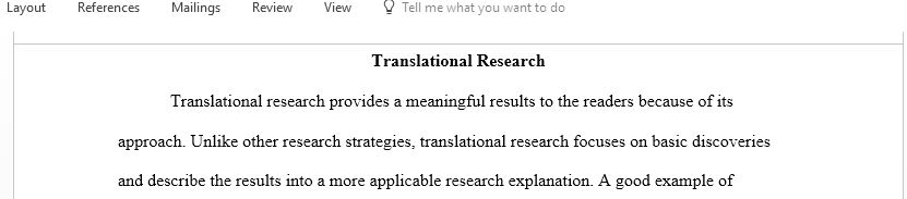 Find a database journal or other collection resources that focus on translational research