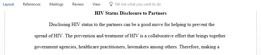 HIV status disclosure to partners