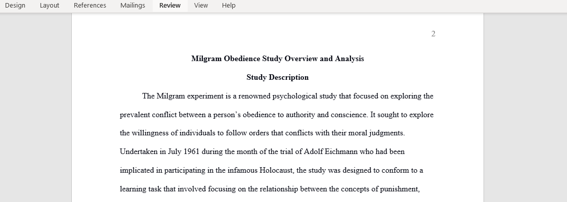 Milgram Obedience Study Overview and Analysis