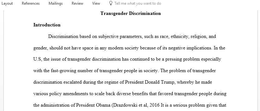 Paper on transgender discrimination