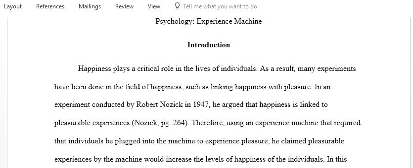 Robert Nozick thought experiment of the experience machine