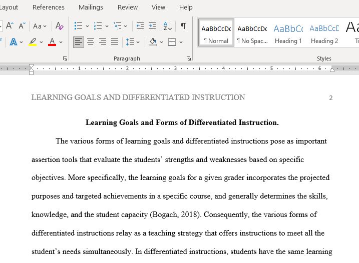 Create Learning Goals and Forms of Differentiated Instruction for The Particular Child You Are Observing