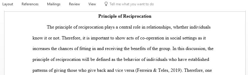 Principle of Reciprocation