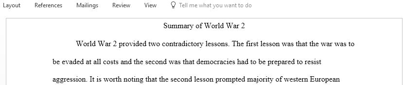 Sum up the lessons of World War II 