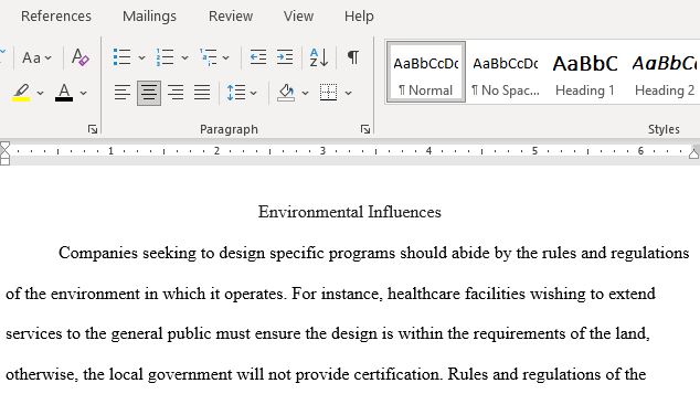 How Is the Design of a Program Be Influenced by The Regulatory Environment in Which the Organization Operates